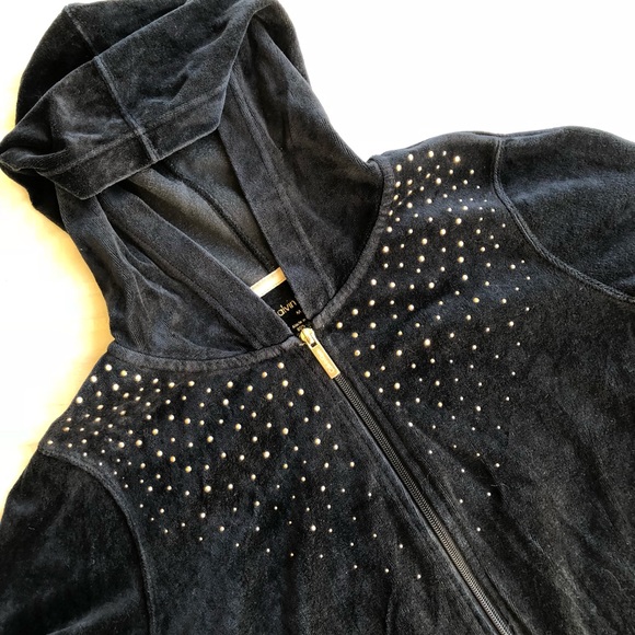 Calvin Klein | Tops | Calvin Klein Velour Studded Hoodie Size Medium |  Poshmark